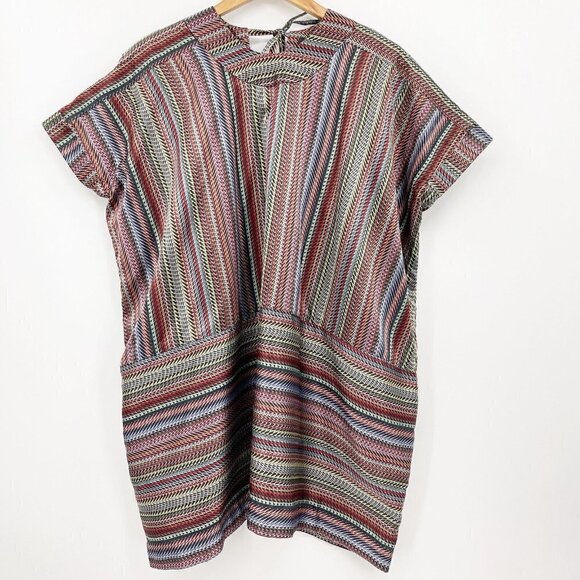 Creatures of the Wind Striped Silk Jacquard Boxy Fit Mini Shirt Dress - Picture 3 of 9